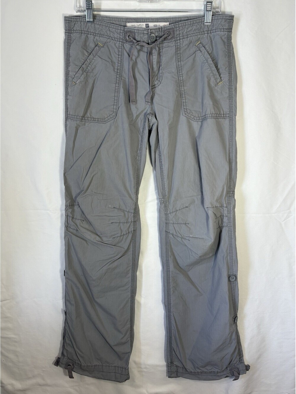 Gap Spring 07 Ripstop Utility Hiking Pants Gray Drawstring Women 6 Y2K Gorpcore